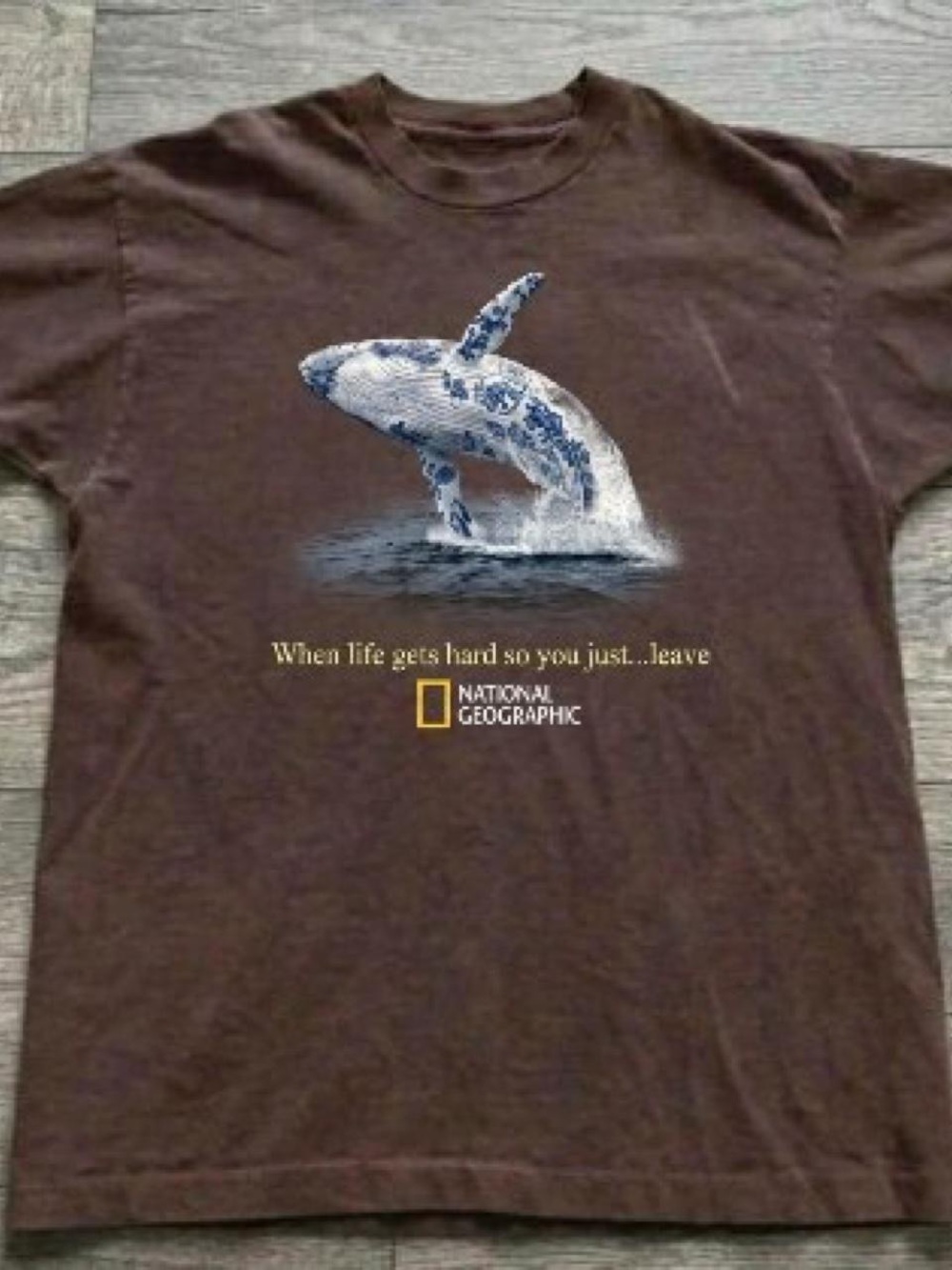 Gildan Brown National Geographic Koi Whale Graphic Tee